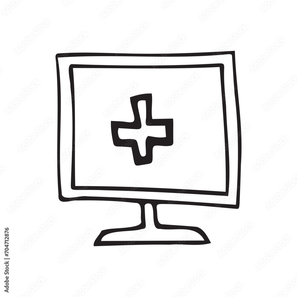 computer. Doodle. medical icon. the icon. on a white background. medical equipment. telephone. doctor. to heal. computer. Doodle. medical icon. the icon. on a white background. medical equipment. telephone. doctor. to heal.