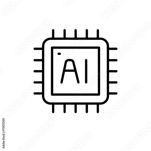 Ai chip outline icons, minimalist vector illustration ,simple transparent graphic element .Isolated on white background