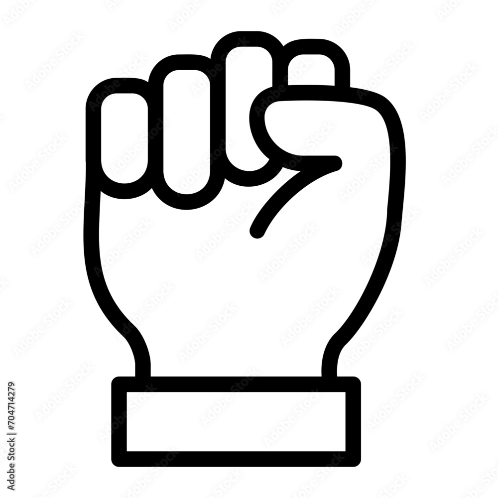Motivational icon with clenched fist Motivational icon with clenched fist