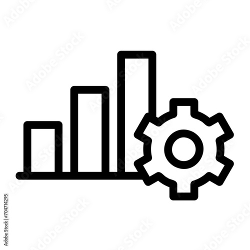 Progress icon with bar graph and gears