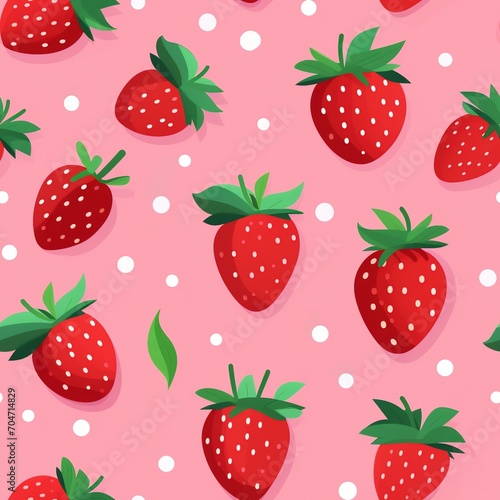 Pink seamless pattern with strawberries