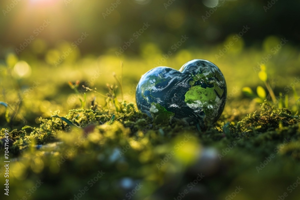 Planet Earth in the shape of a heart. Background with selective focus and copy space Planet Earth in the shape of a heart. Background with selective focus and copy space
