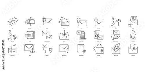 Mailing icons set. Set of editable stroke icons.Vector set of Mailing photo