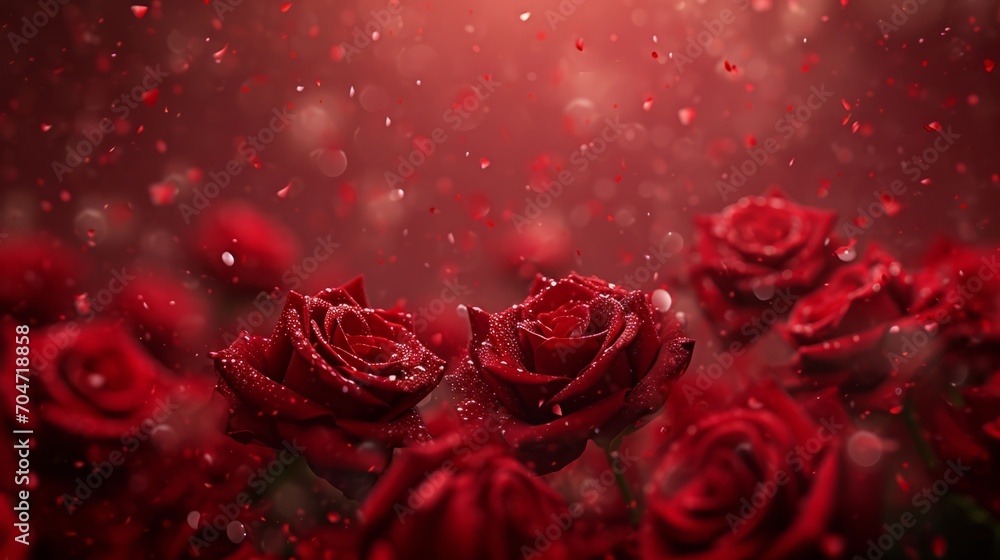 red valentines day roses petals sprinkles confetti for a holiday celebration on 14th february 2024. shiny red lights. wallpaper background for ads or gifts wrap and web design and banners cards red valentines day roses petals sprinkles confetti for a holiday celebration on 14th february 2024. shiny red lights. wallpaper background for ads or gifts wrap and web design and banners cards
