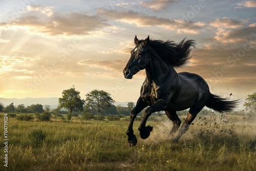 Gallop into Dawn: The Freedom of a Stallion