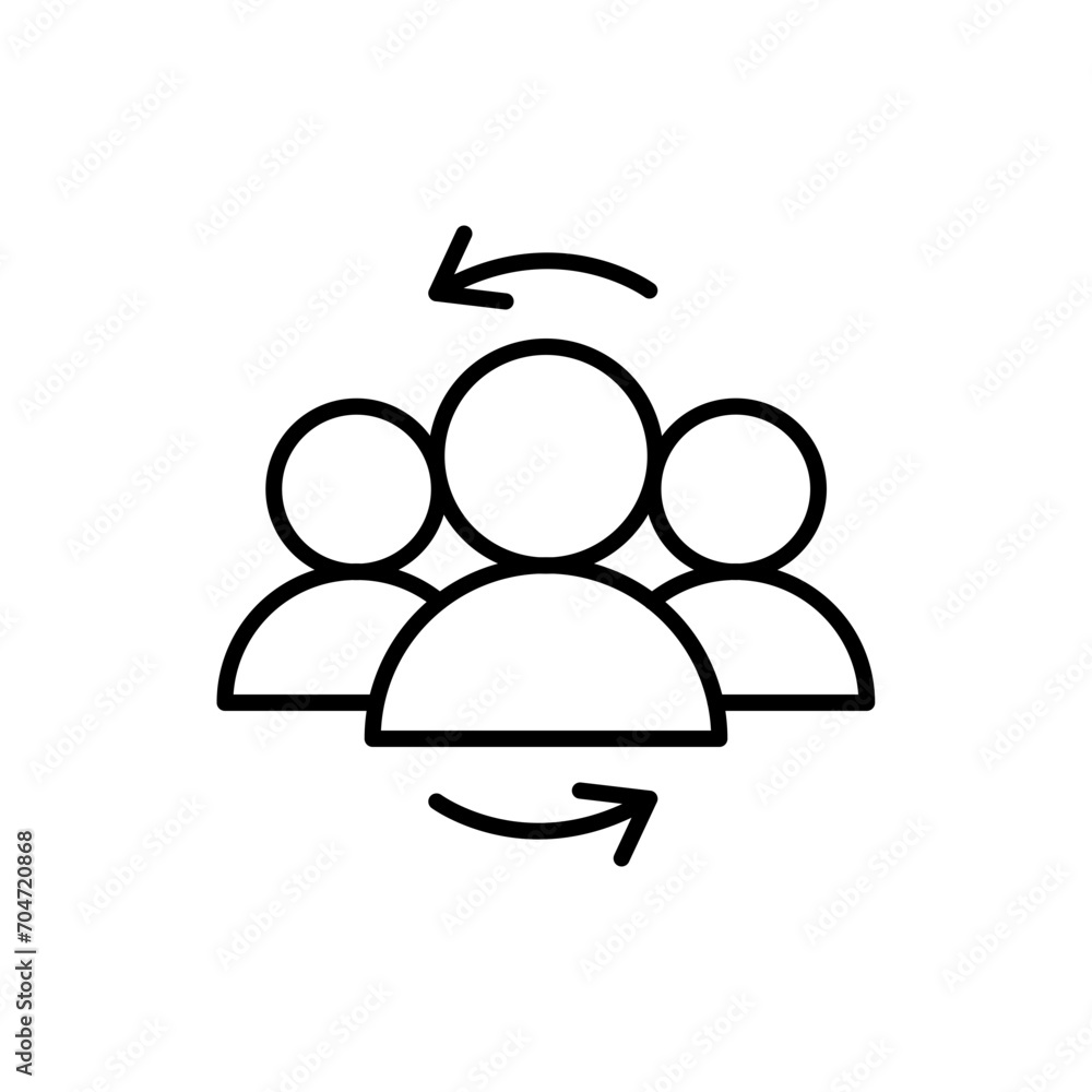 User sync outline icons, minimalist vector illustration ,simple transparent graphic element .Isolated on white background