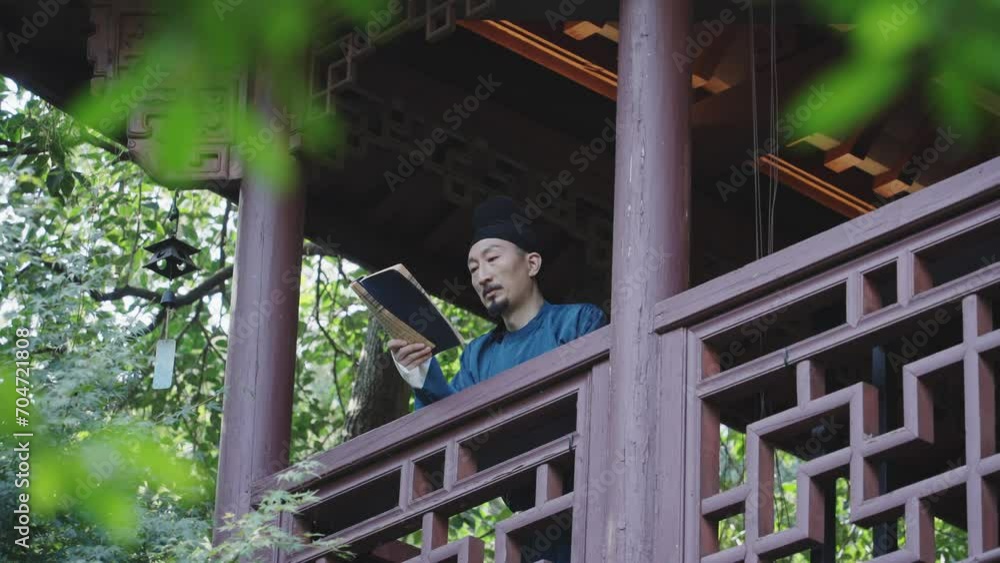 people in ancient costume reading book on balcony people in ancient costume reading book on balcony