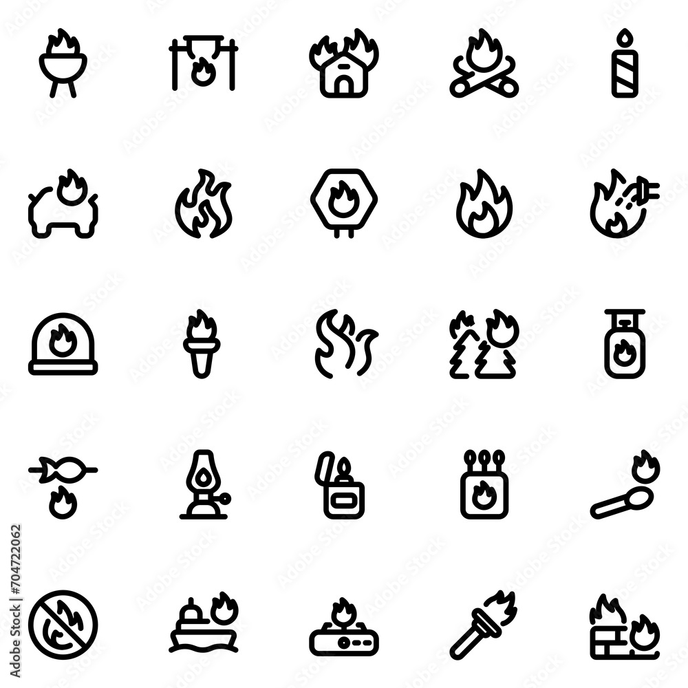 Flame Line Icon Sheet Flame Line Icon Sheet