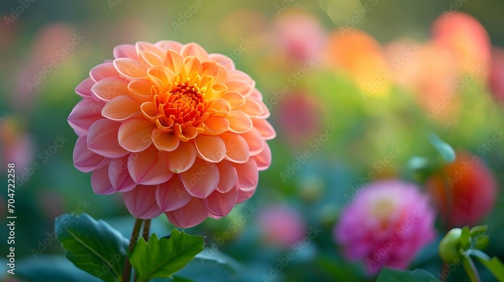 Close-up of a Vibrant Orange Dahlia Flower in Bloom Close-up of a Vibrant Orange Dahlia Flower in Bloom