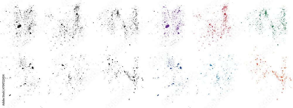 Scribble collection of black, purple, green, red, orange, wheat color bloodstain splatter grunge vector banner design Scribble collection of black, purple, green, red, orange, wheat color bloodstain splatter grunge vector banner design