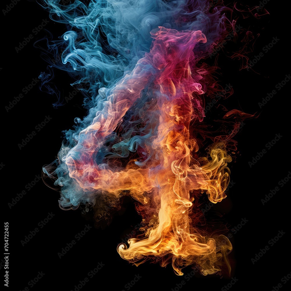 number 4 with dreamy colorful smoke growing out number 4 with dreamy colorful smoke growing out