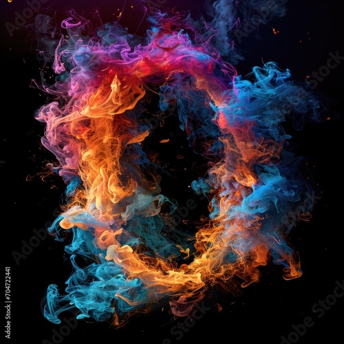 number 0 with dreamy colorful smoke growing out