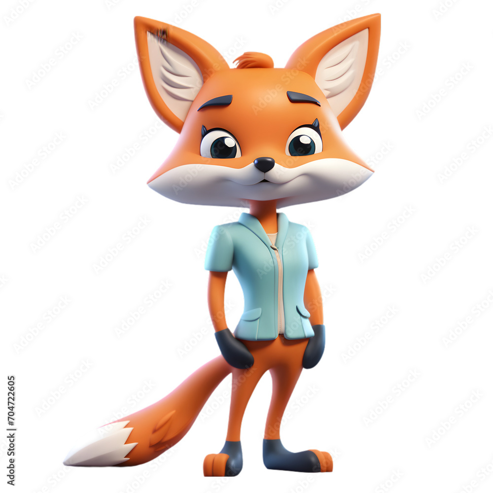 Fox Cartoon Character Illustration Art With a Transparent Background Generative AI. Fox Cartoon Character Illustration Art With a Transparent Background Generative AI.
