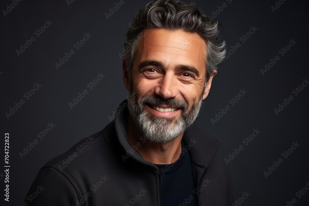 Portrait of a handsome middle-aged man with gray hair and beard.