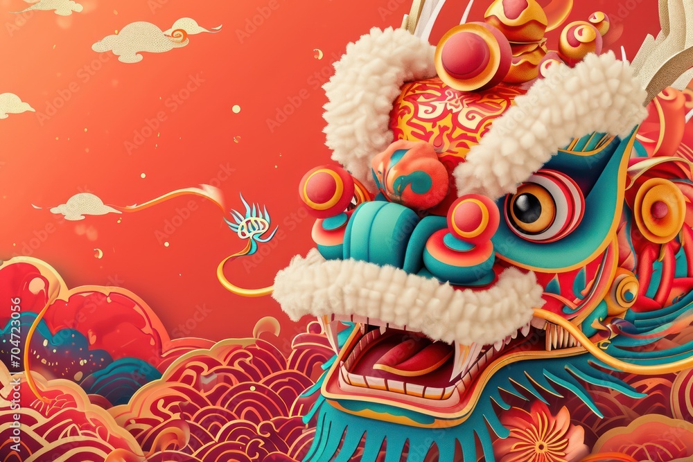 Chinese new year design background for gift card. Generative AI.
