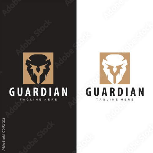 Spartan logo, barbarian warrior badge design simple silhouette spartan war helmet vector