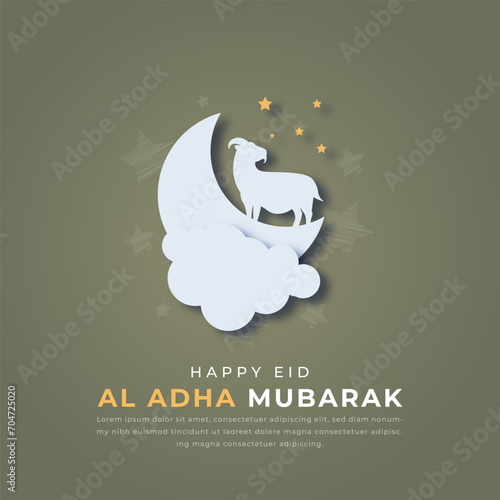 Eid Al Adha Mubarak Paper cut style Vector Design Illustration for Background, Poster, Banner, Advertising, Greeting Card