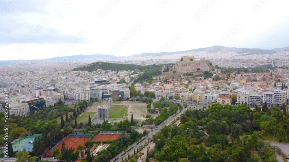 Acropolis of Athens And Capital City Of Athens, Greece. - aerial shot Acropolis of Athens And Capital City Of Athens, Greece. - aerial shot