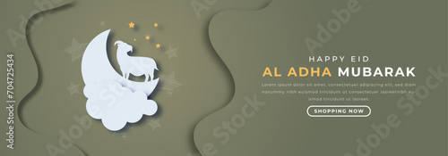 Eid Al Adha Mubarak Paper cut style Vector Design Illustration for Background, Poster, Banner, Advertising, Greeting Card