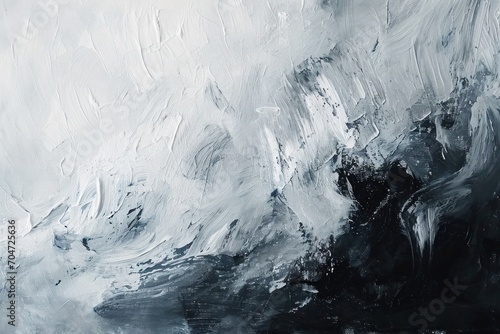 Black and white background, Monochromatic abstract art, acrylic, water flowing in the water