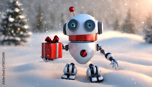 robot with christmas gifts