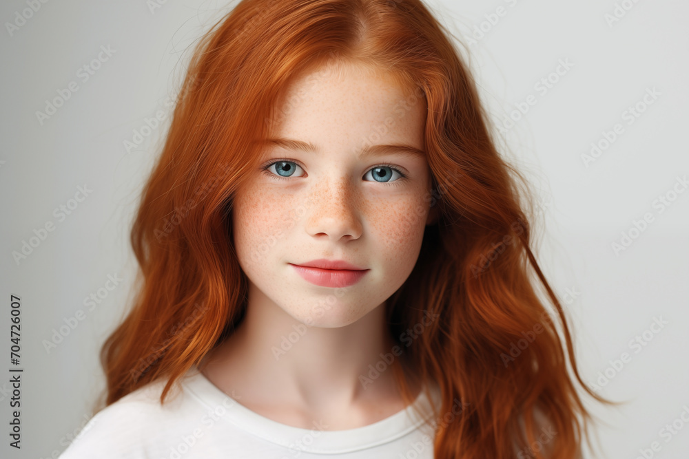 Studio portrait of beautiful young red haired girl. Studio portrait of beautiful young red haired girl.