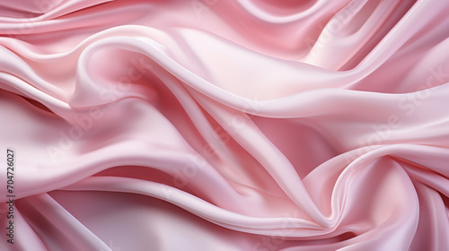 The image presents a view of pink fabric, flowing like silk, creating a soft and diaphanous visual effect.