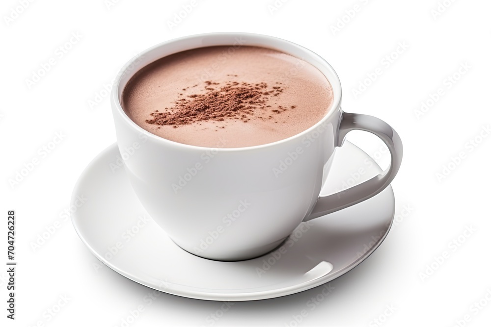 Isolated hot chocolate malt drink in white mug with clipping path. Isolated hot chocolate malt drink in white mug with clipping path.