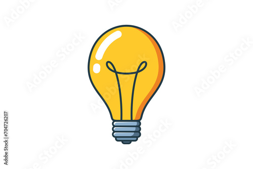 Light bulb with rays shine. Cartoon style. Flat style. Symbol of creativity, innovation, inspiration, invention and idea. Vector illustration