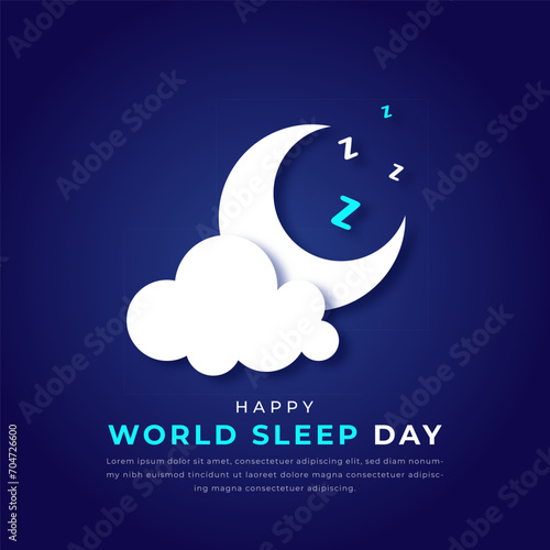 World Sleep Day Paper cut style Vector Design Illustration for Background, Poster, Banner, Advertising, Greeting Card