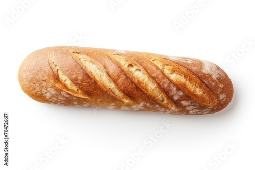 White background, top view of freshly baked bread.
