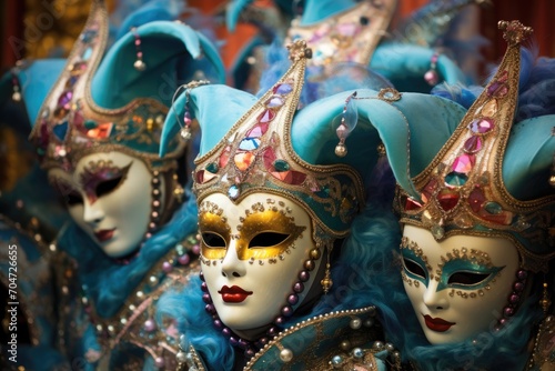 Stunning photo of Venetian carnival masks at Riva degli Schiavoni.