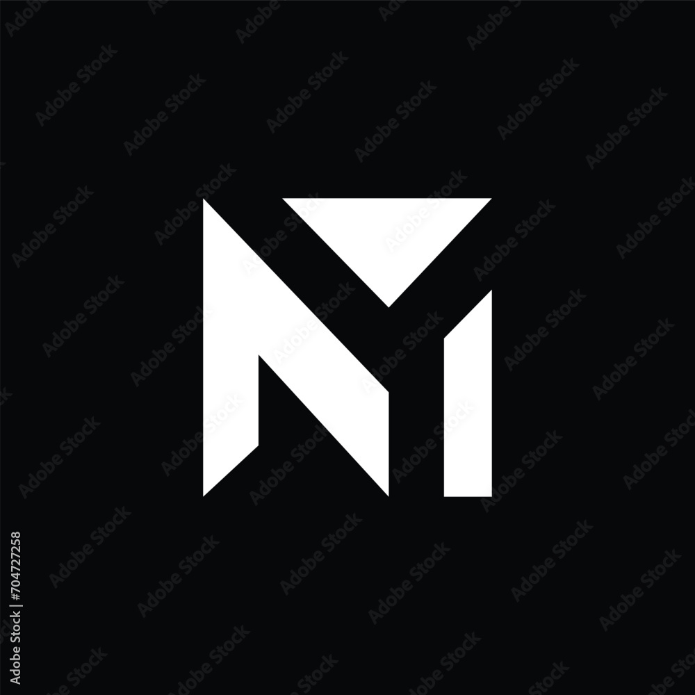 NY monogram vector logo with negative space isolated on black background. Logo for product, brand, company, business, and event. - obrazy, fototapety, plakaty 
