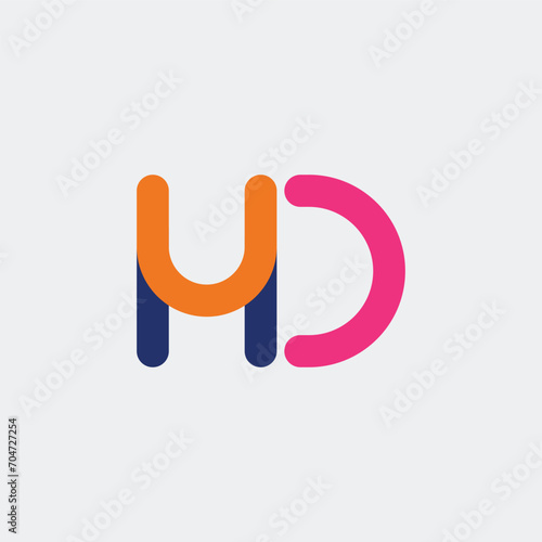 HD initial based vector logo made from colored rounded lines. Logo for company, industry, brand, personal, and business.