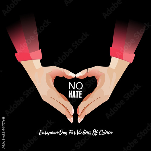 European Day For Victims of Crime. Black Ribbon.