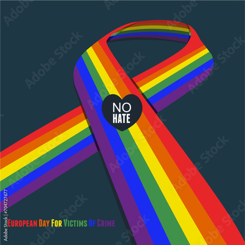 European Day For Victims of Crime. Black Ribbon.