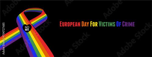 European Day For Victims of Crime. Black Ribbon.
