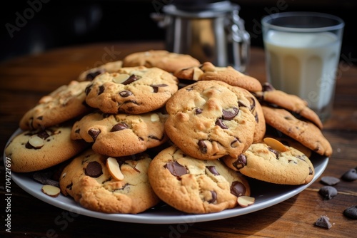 Chocolate chip and almond cookies