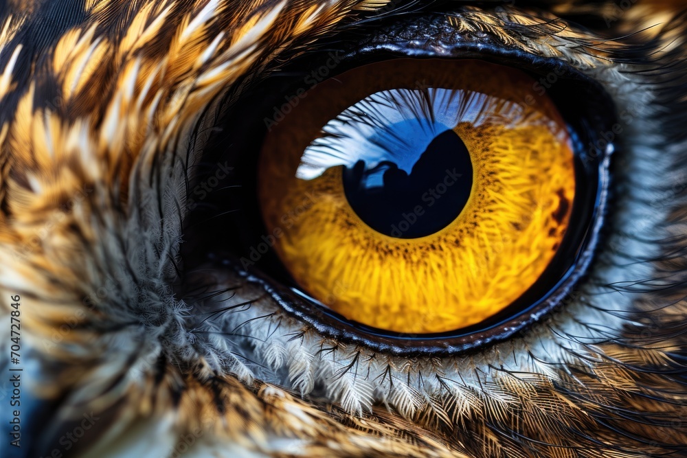 Close up macro photo of the Short eared Owl s eye Close up macro photo of the Short eared Owl s eye