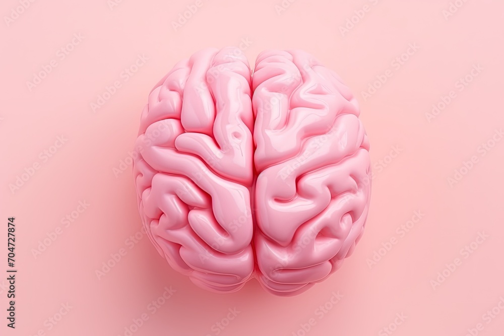 Close up of a pink background featuring a human brain model symbolizing neurosurgery and healthcare Close up of a pink background featuring a human brain model symbolizing neurosurgery and healthcare