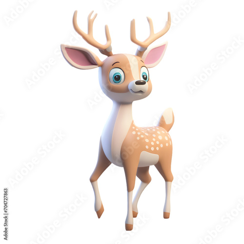Deer Cartoon Character Illustration Art With a Transparent Background Generative AI.