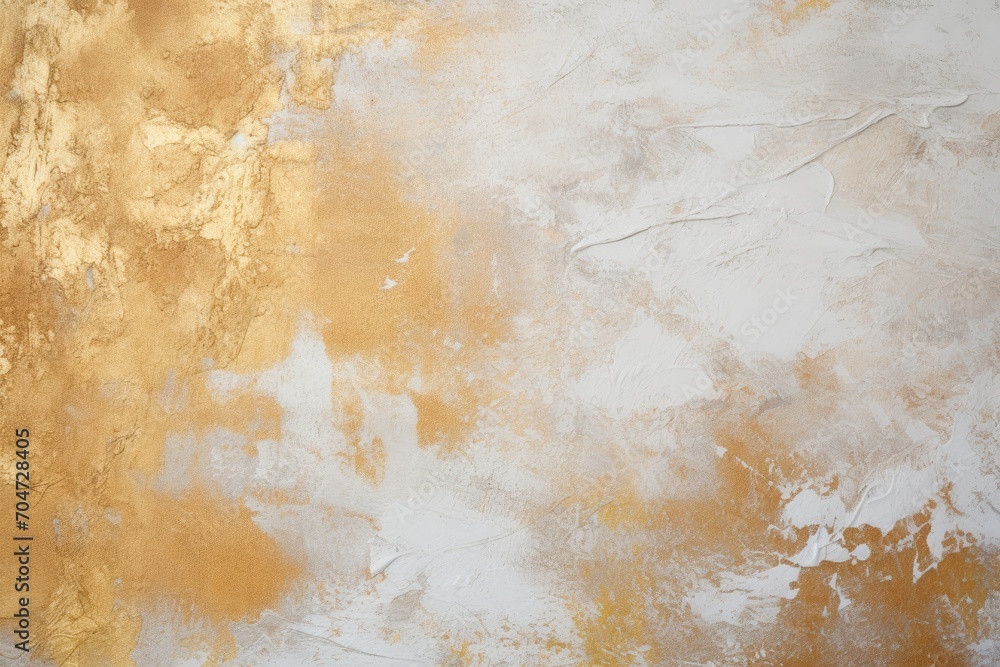 Decorative stucco texture background in white and gold