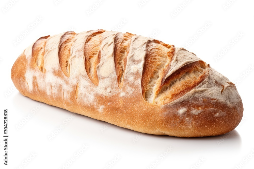 Freshly baked bread on white background