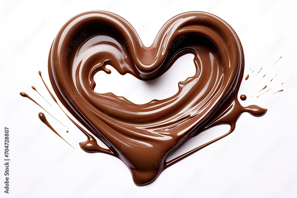 Heart shaped chocolate melted isolated white background Heart shaped chocolate melted isolated white background