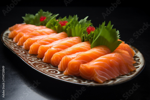 A plate salmon sashimi generative AI