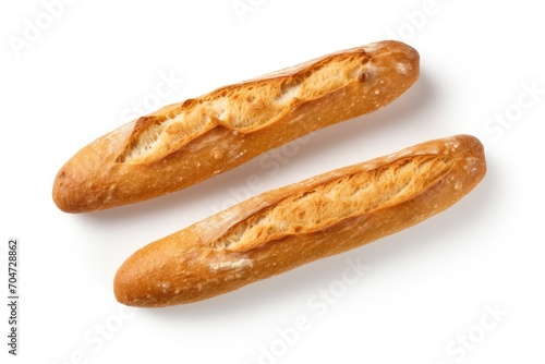 Toasted baguette on white background, with clipping path.
