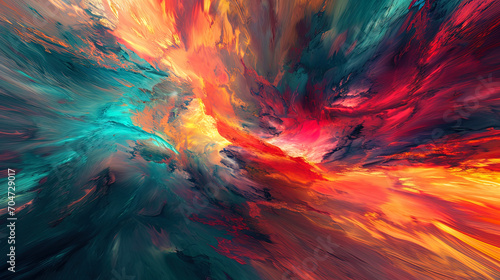The abstract world in the photo where color transitions and geometric shapes create a whirlwind of