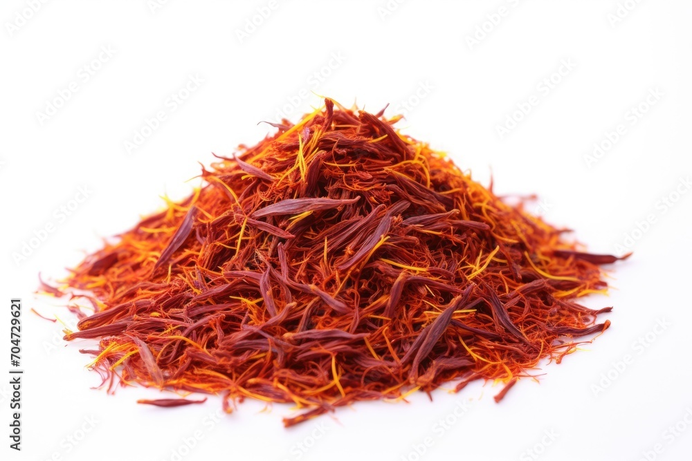 Fototapeta premium Dried saffron spice isolated. Side view.