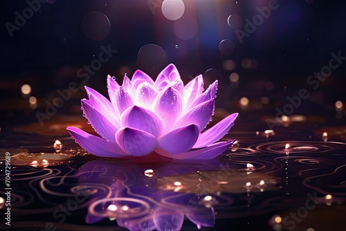 Sparkling pink and purple lotus on a floating, light purple background.
