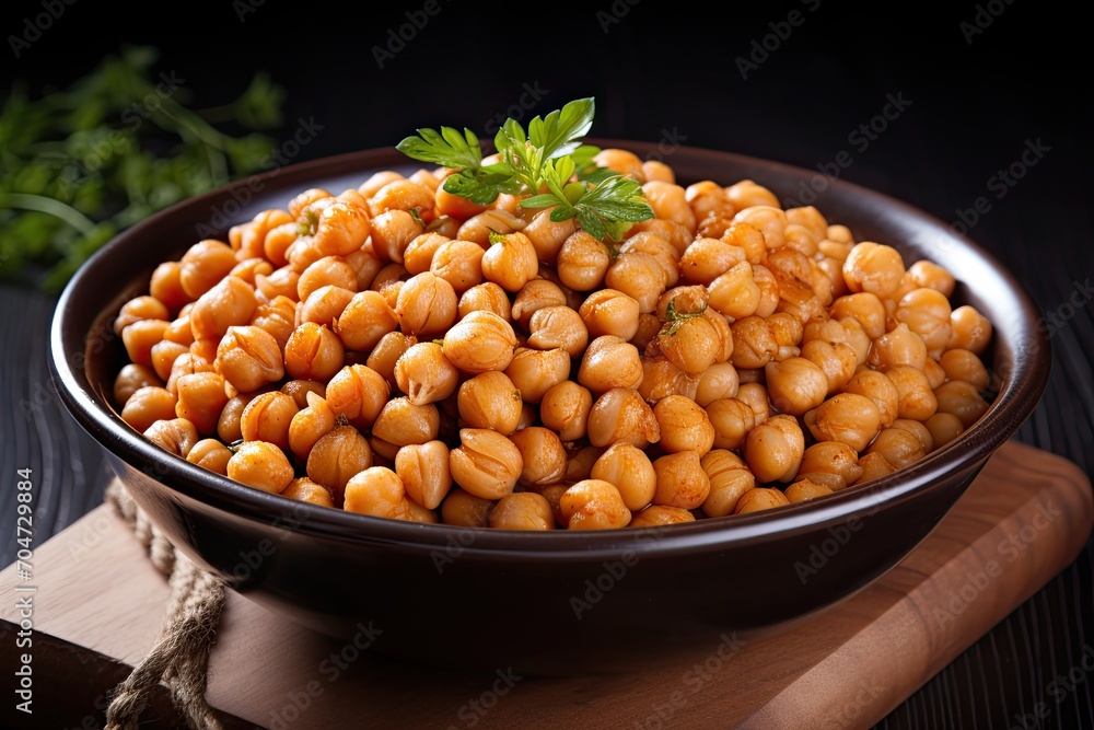 Nutritious vegetarian chickpeas cooked in a bowl Nutritious vegetarian chickpeas cooked in a bowl